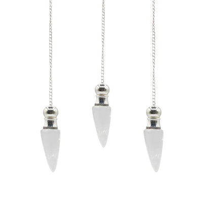 Secret Cavity Clear Quartz Pendulum, Silver Plated