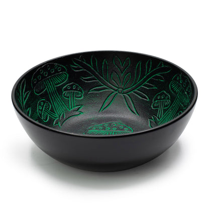 Tibetan Singing Bowl, Magic Mushroom Design, Green 20cm