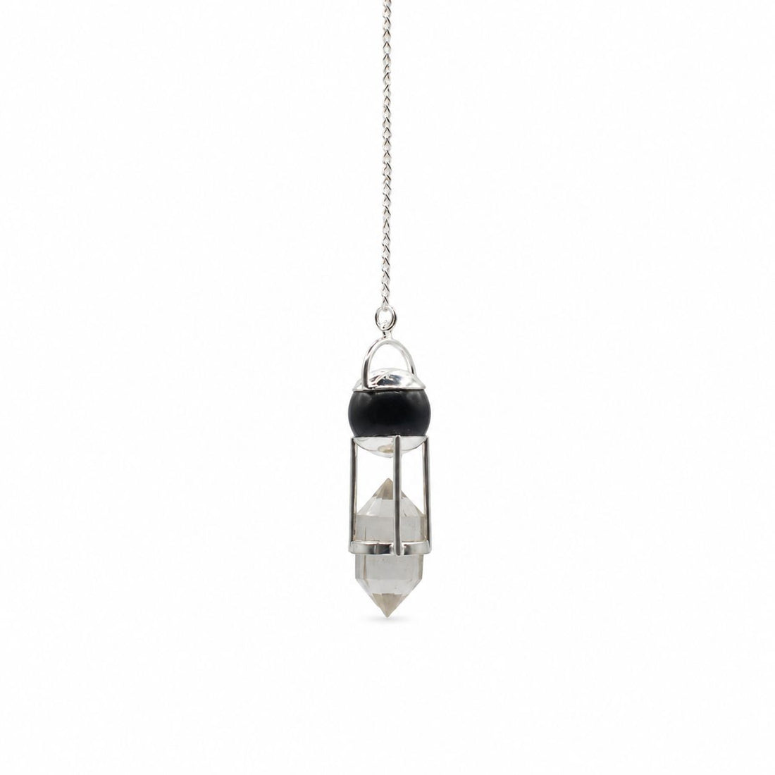 Shadow Seer Obsidian &amp; Clear Quartz Double Power Pendulum – photo 2