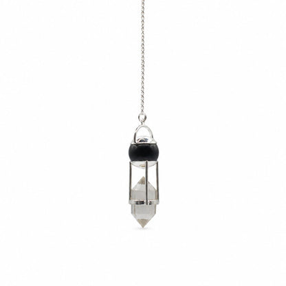 Shadow Seer Obsidian &amp; Clear Quartz Double Power Pendulum