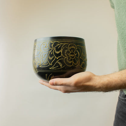 Cauldron Tibetan Singing Bowl, Magic Mushroom, Yellow 15cm