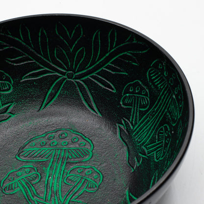 Tibetan Singing Bowl, Magic Mushroom Design, Green 20cm