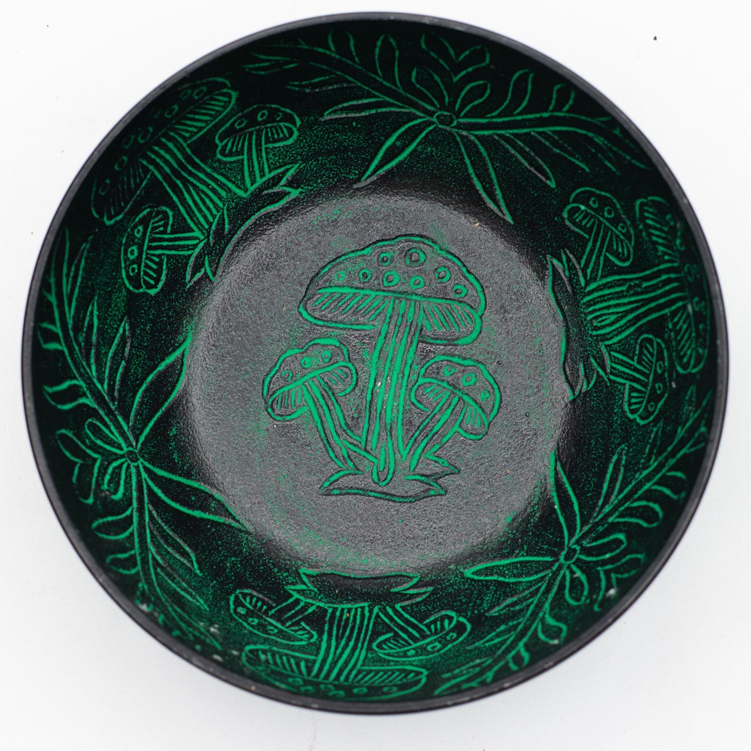 Tibetan Singing Bowl, Magic Mushroom Design, Green 20cm