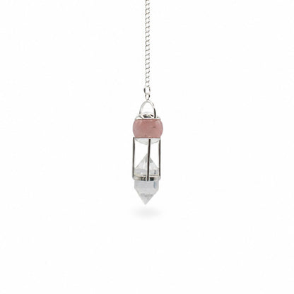Heart Whisperer Rose Quartz &amp; Clear Quartz Double Power Pendulum