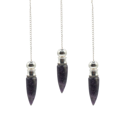 Secret Cavity Amethyst Pendulum, Silver Plated