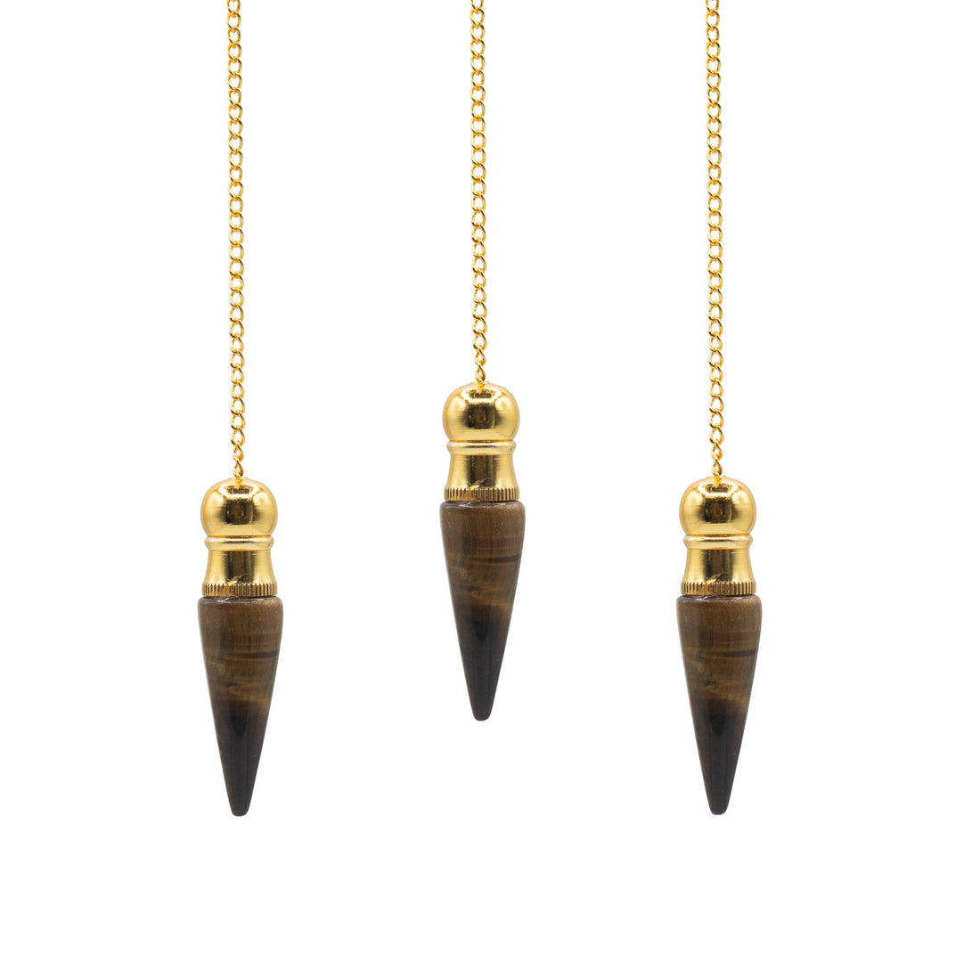 Secret Cavity Tiger Eye Pendulum, Gold