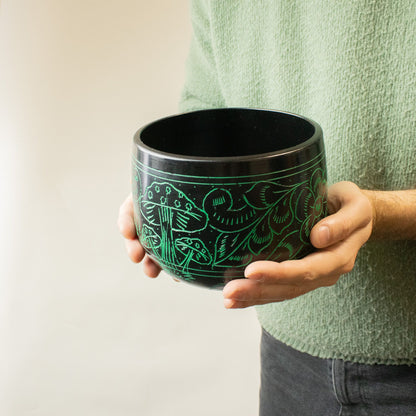 Cauldron Tibetan Singing Bowl, Magic Mushroom, Green 15cm