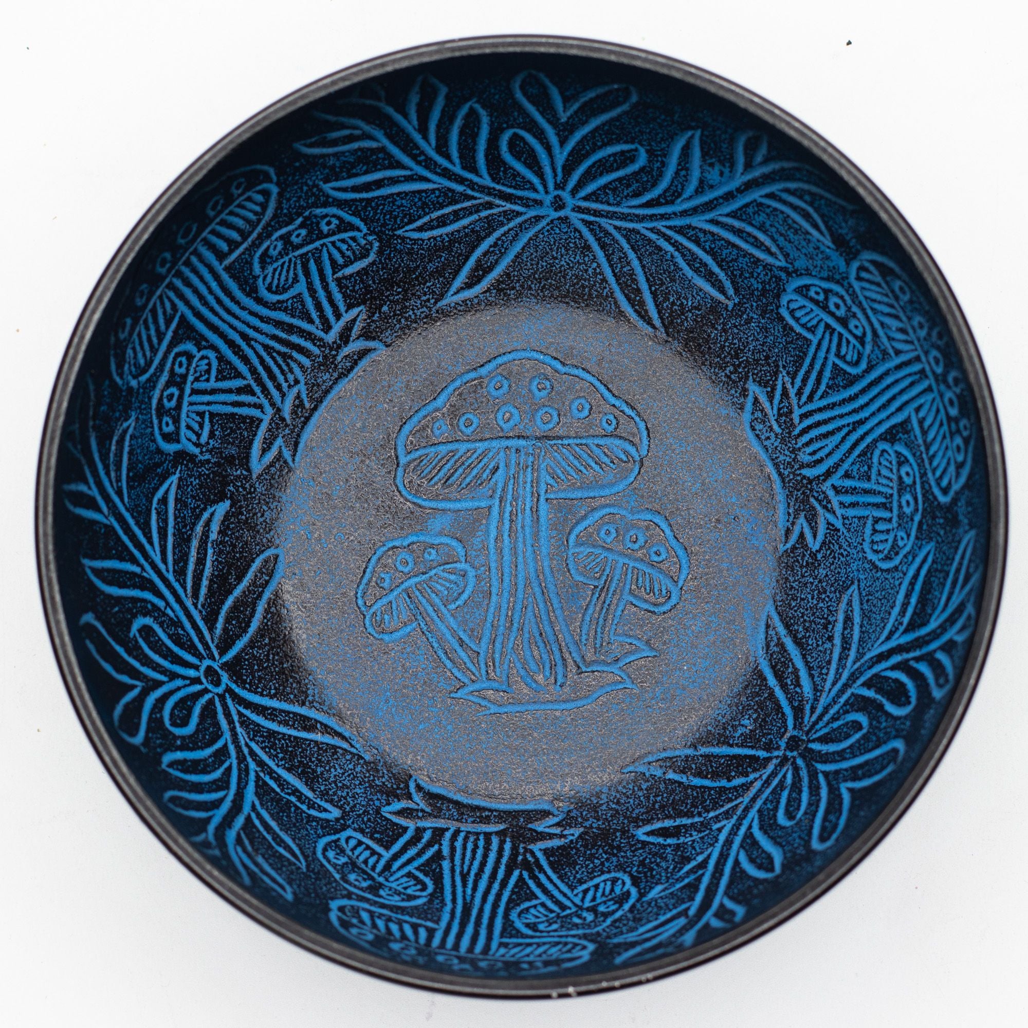 Tibetan Singing Bowl, Magic Mushroom Design, Blue 20cm