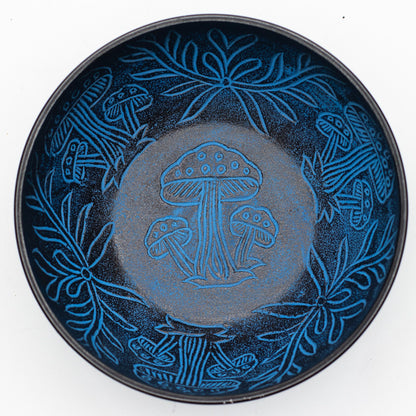 Tibetan Singing Bowl, Magic Mushroom Design, Blue 20cm
