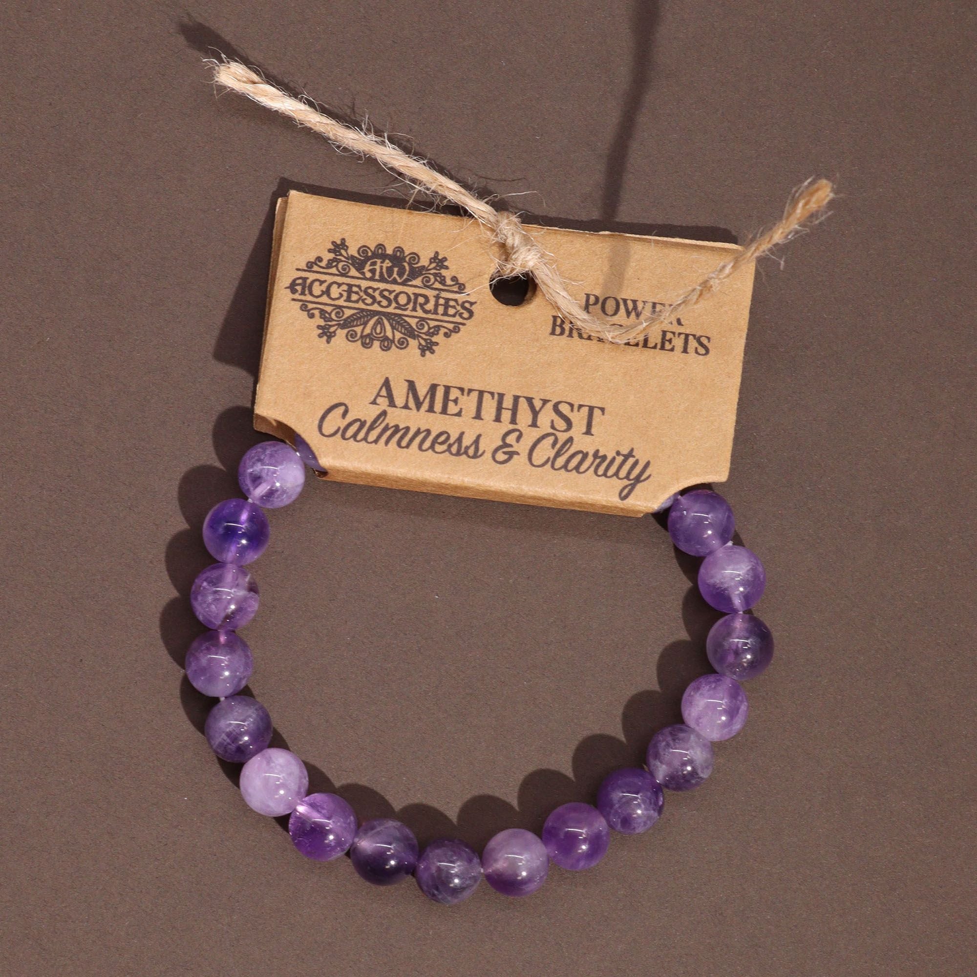 Amethyst Power Bracelet, Beaded Crystal Bracelet (8mm)