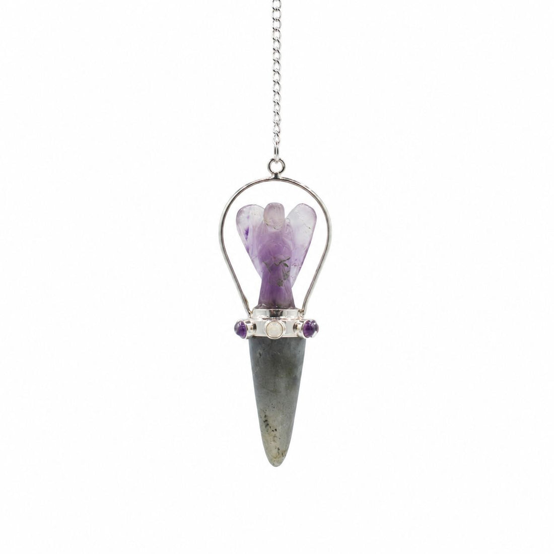 Veilwalker Amethyst &amp; Labradorite Angel Pendulum with Chakra