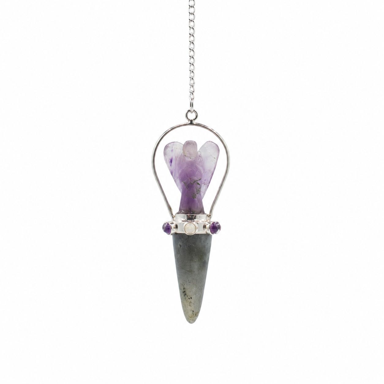 Veilwalker Amethyst &amp; Labradorite Angel Pendulum with Chakra Band