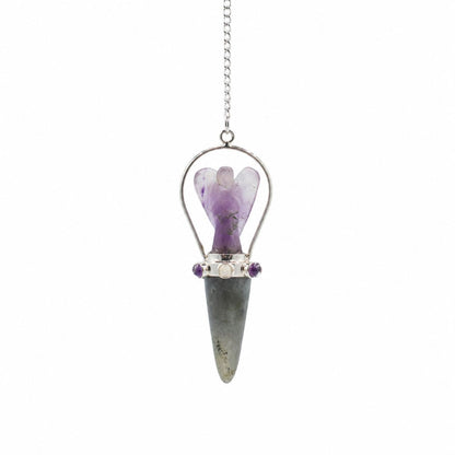 Veilwalker Amethyst &amp; Labradorite Angel Pendulum with Chakra Band