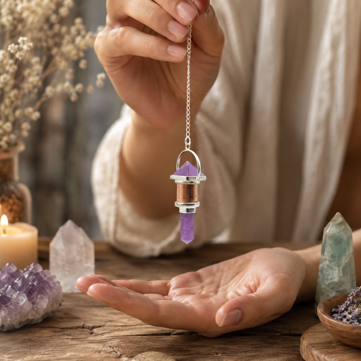 Violet Engine Amethyst Copper Pendulum