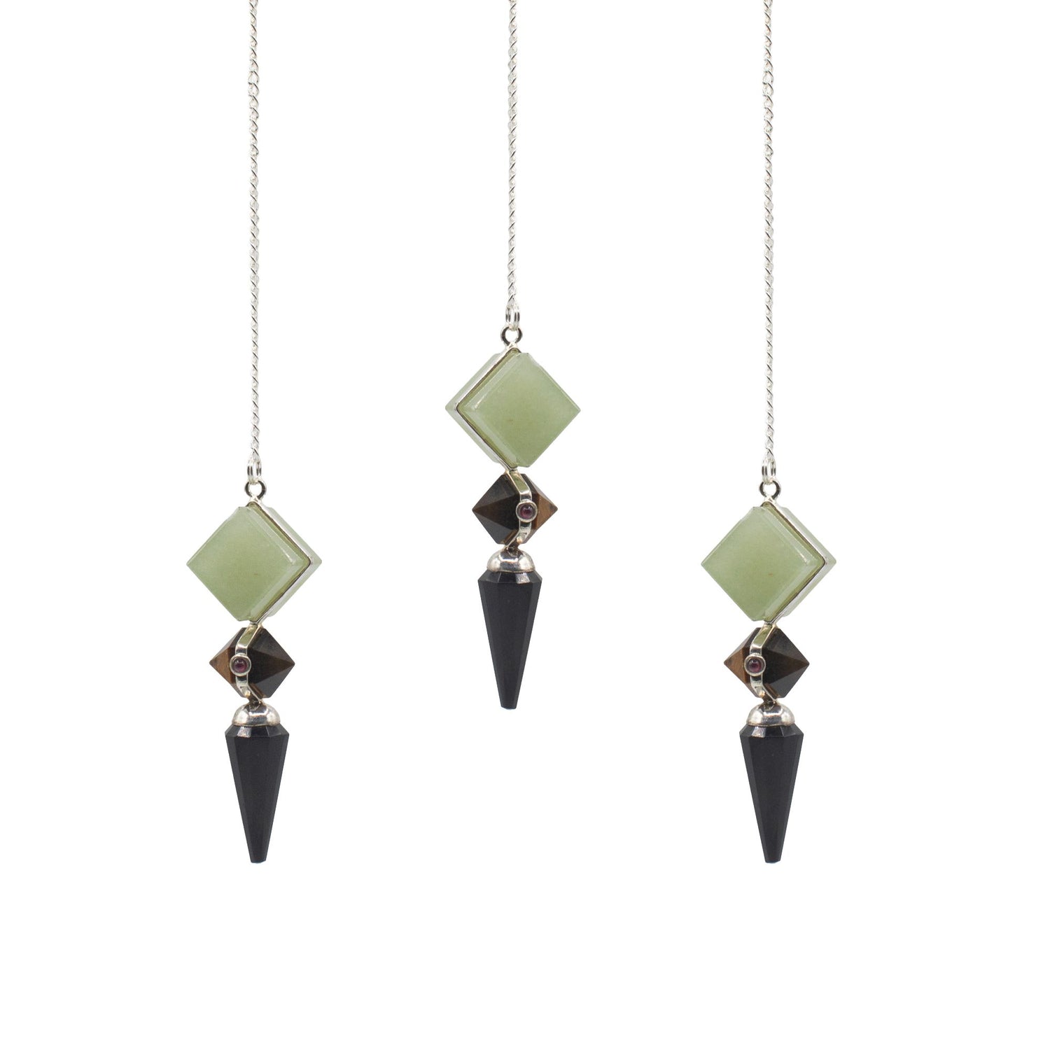Builder of Realms Black Agate, Green Aventurine &amp; Tiger Eye Pendulum