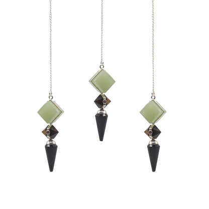 Builder of Realms Black Agate, Green Aventurine &amp; Tiger Eye Pendulum