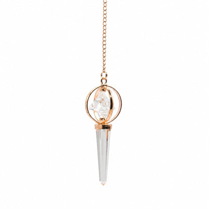 Stellar Gateway Clear Quartz Spinning Merkaba Copper Pendulum