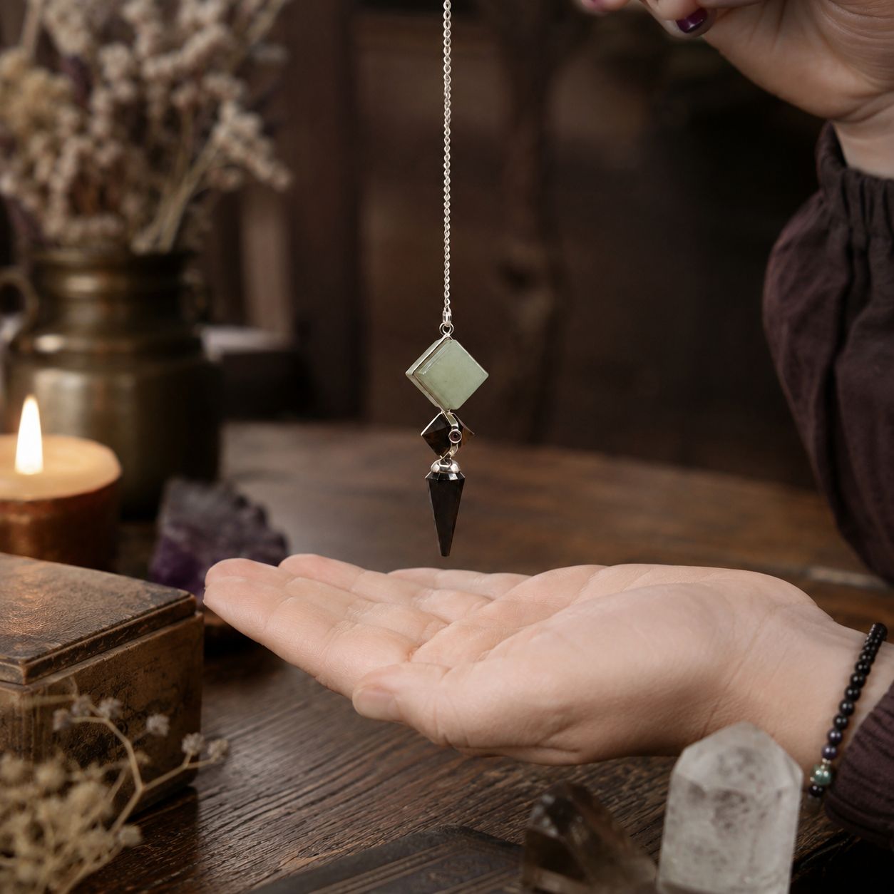 Builder of Realms Black Agate, Green Aventurine &amp; Tiger Eye Pendulum