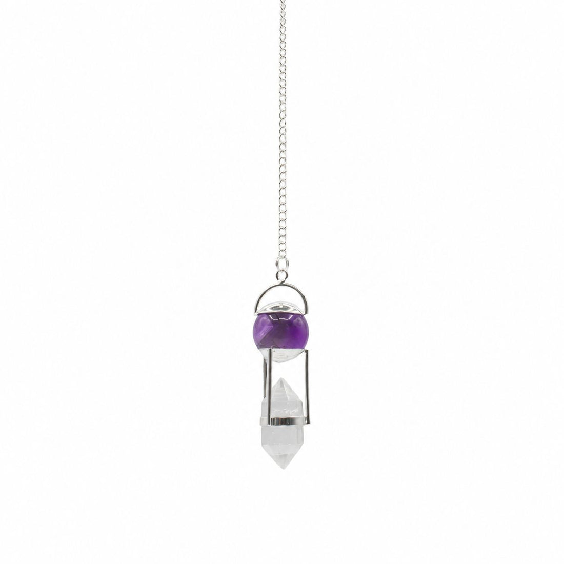 Seeker of Truth Amethyst &amp; Clear Quartz Double Power Pendulum – photo 2