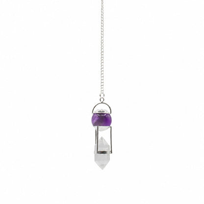 Seeker of Truth Amethyst &amp; Clear Quartz Double Power Pendulum