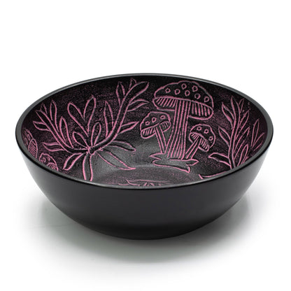 Tibetan Singing Bowl, Magic Mushroom Design, Pink 20cm