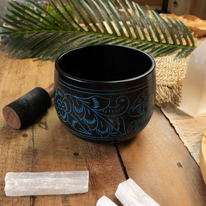 Cauldron Tibetan Singing Bowl, Magic Mushroom, Blue 15cm