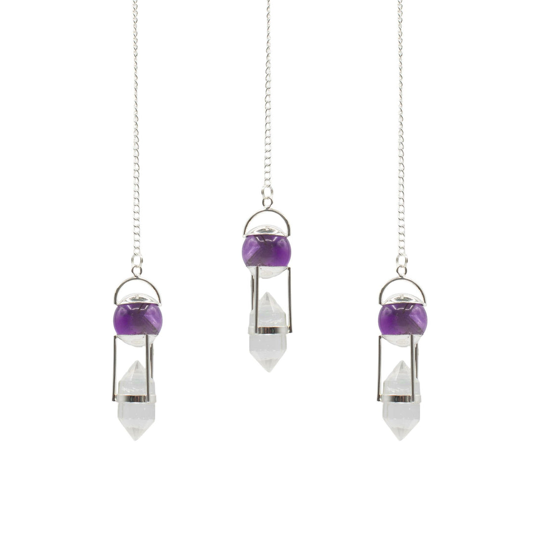Seeker of Truth Amethyst &amp; Clear Quartz Double Power Pendulum