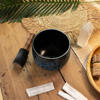 Cauldron Tibetan Singing Bowl, Magic Mushroom, Blue 15cm
