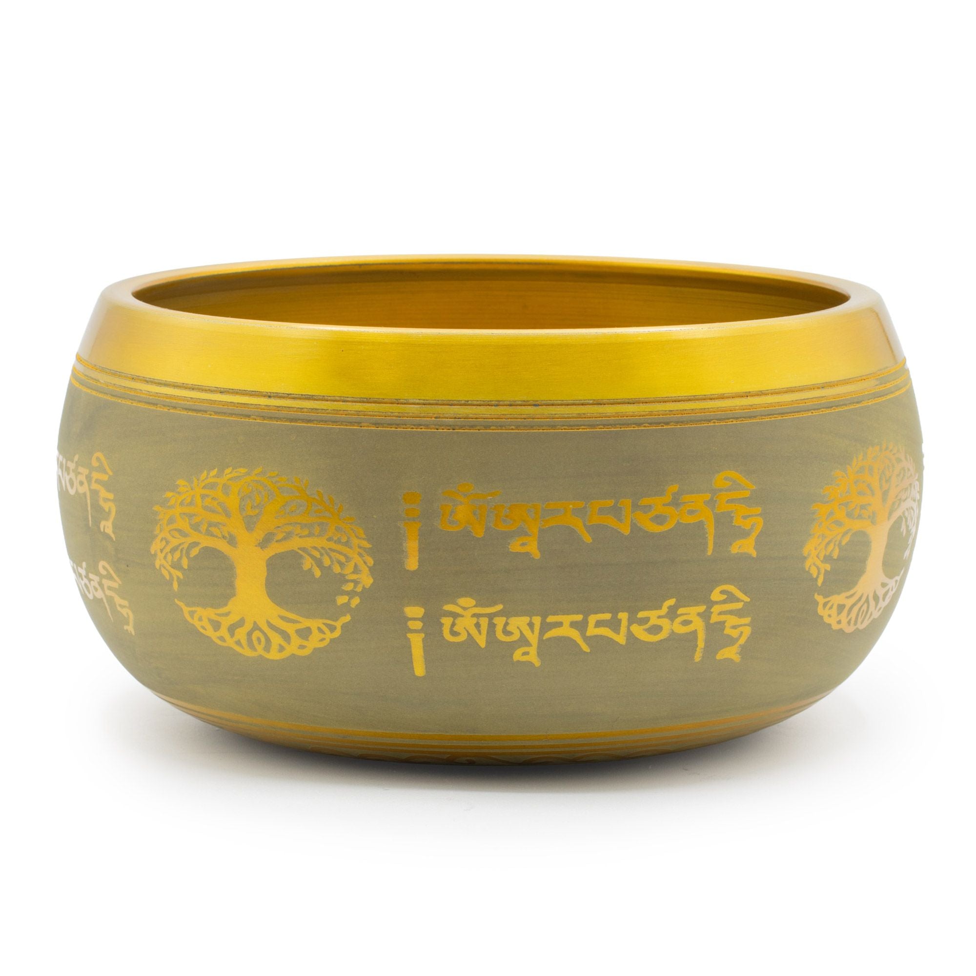 Large Tibetan Singing Bowl, Tree of Life Design, Copper 19cm