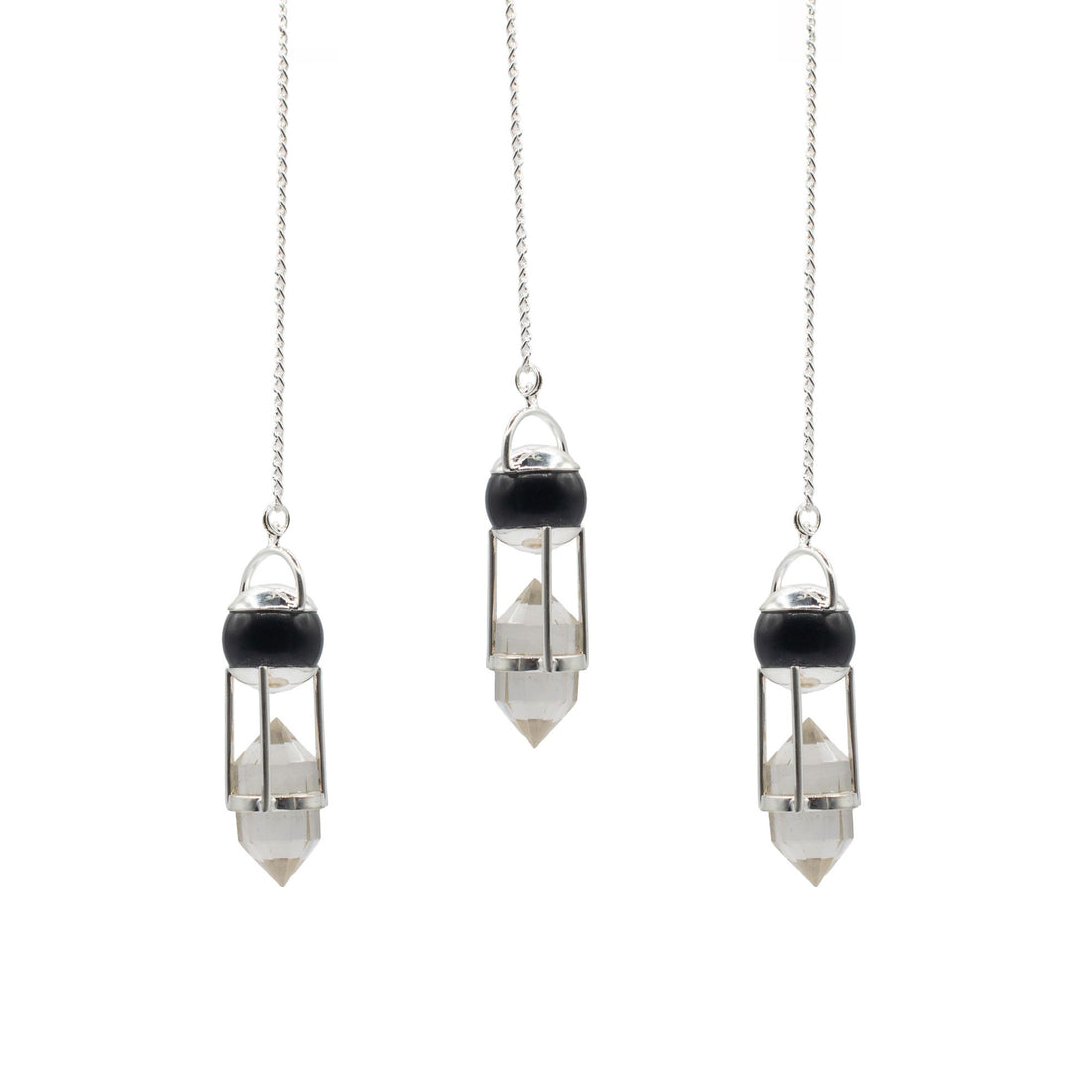 Shadow Seer Obsidian & Clear Quartz Double Power Pendulum