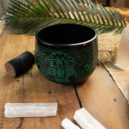 Cauldron Tibetan Singing Bowl, Magic Mushroom, Green 15cm