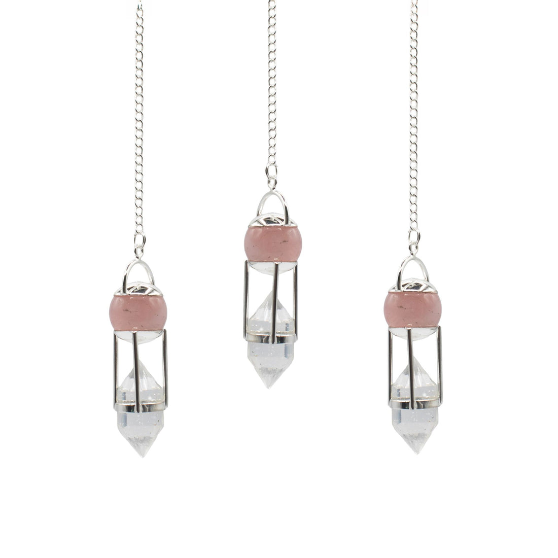 Heart Whisperer Rose Quartz &amp; Clear Quartz Double Power Pendulum
