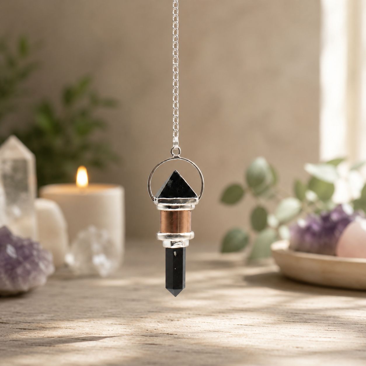 Night Watcher Obsidian Copper Pendulum