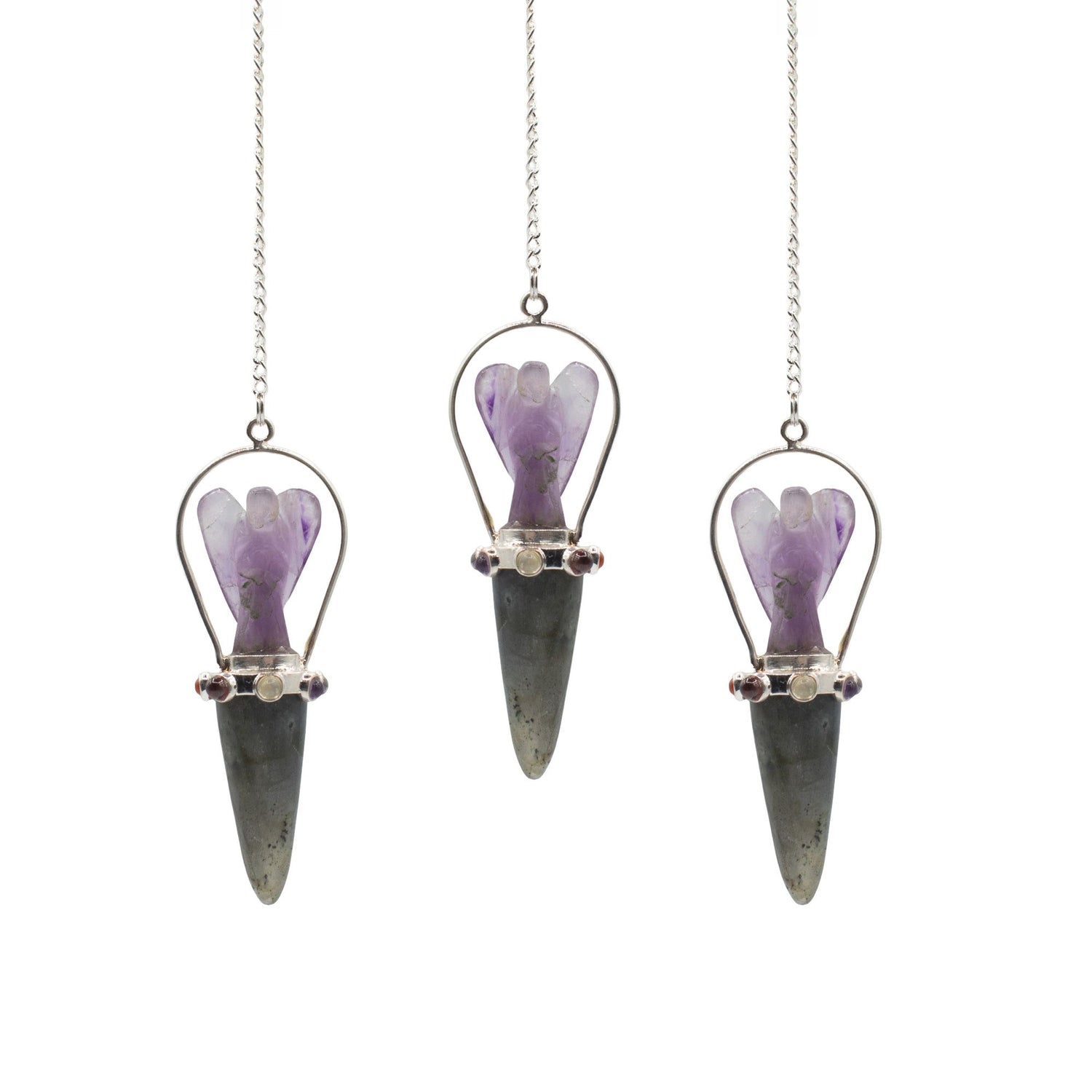 Veilwalker Amethyst &amp; Labradorite Angel Pendulum with Chakra Band