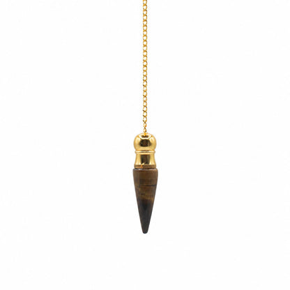 Secret Cavity Tiger Eye Pendulum, Gold Plated