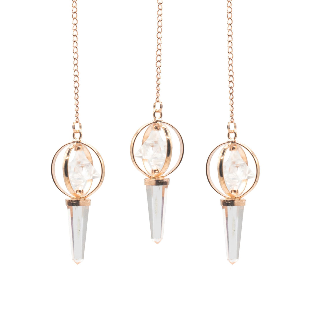 Stellar Gateway Clear Quartz Spinning Merkaba Copper Pendulum