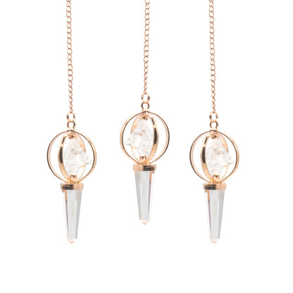 Stellar Gateway Clear Quartz Spinning Merkaba Copper Pendulum