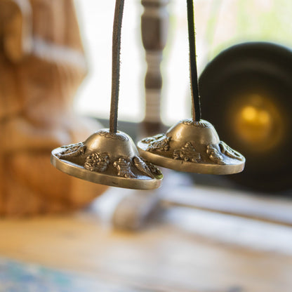 Tibetan Tingsha Cymbals, Lucky Symbols Design, 6cm