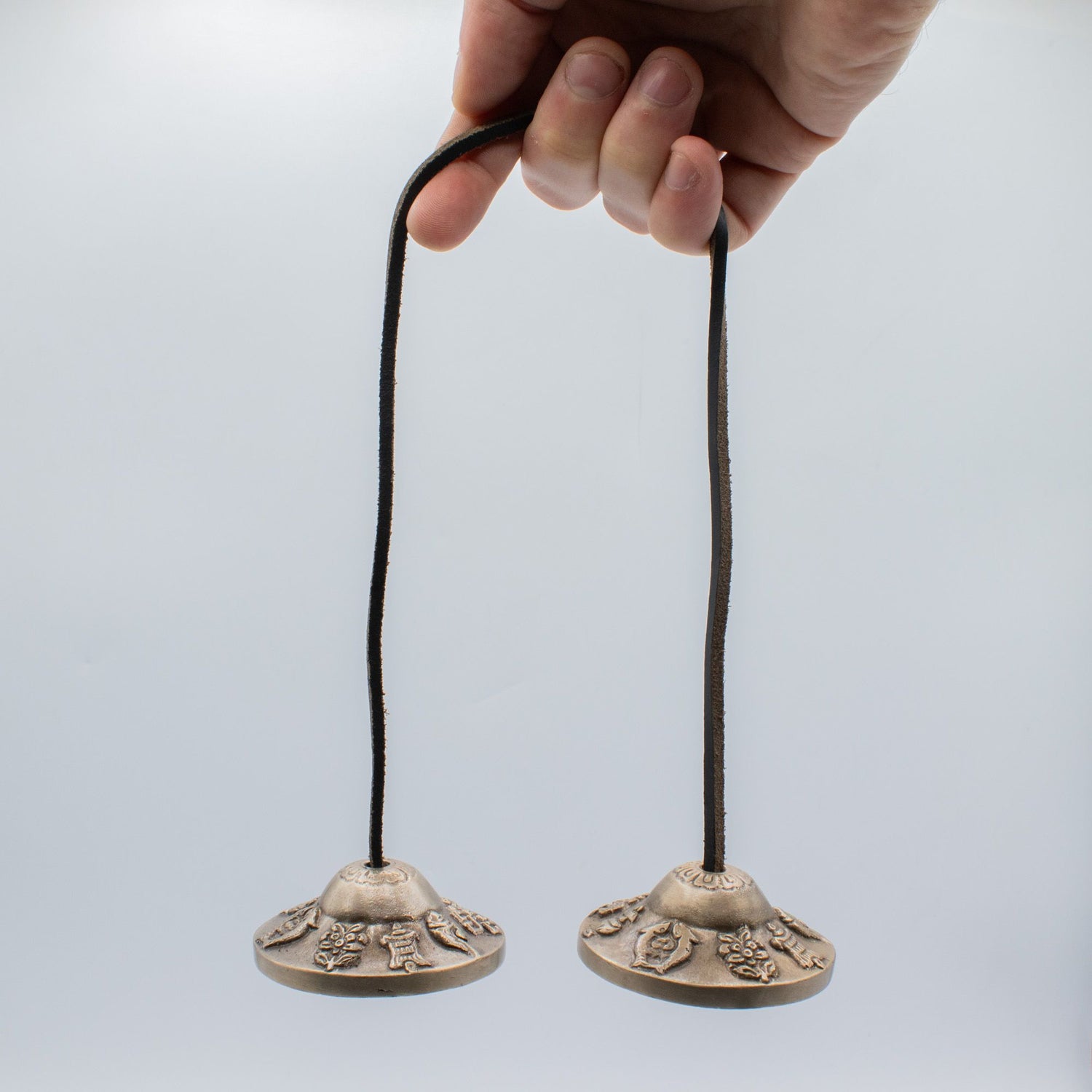 Tibetan Tingsha Cymbals, Lucky Symbols Design, 6cm