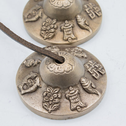 Tibetan Tingsha Cymbals, Lucky Symbols Design, 6cm