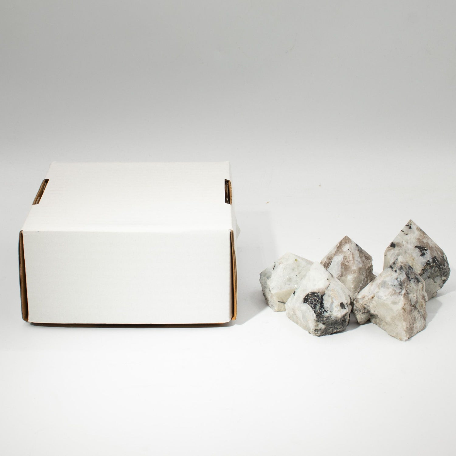Rainbow Moonstone Polished Crystal Points, Set of 5-6