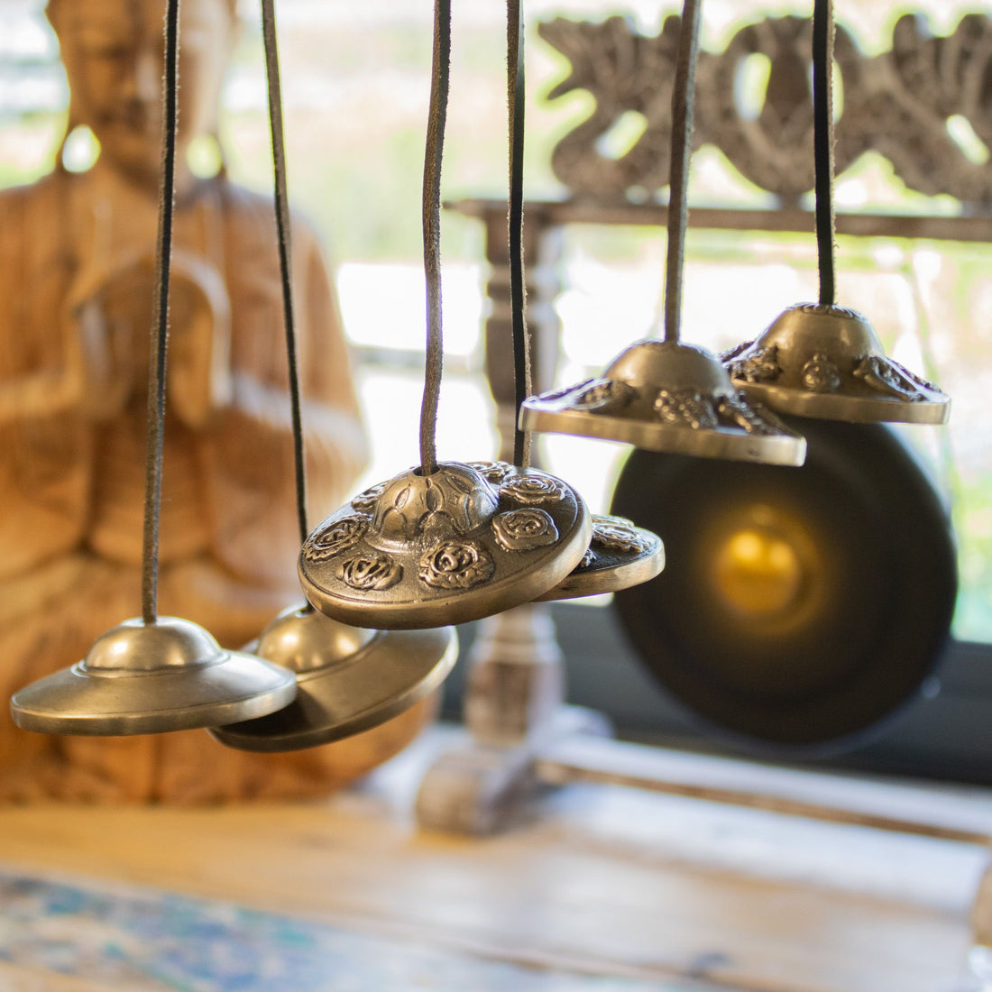 Tibetan Tingsha Cymbals - Lucky Symbols Design Meditation Bells