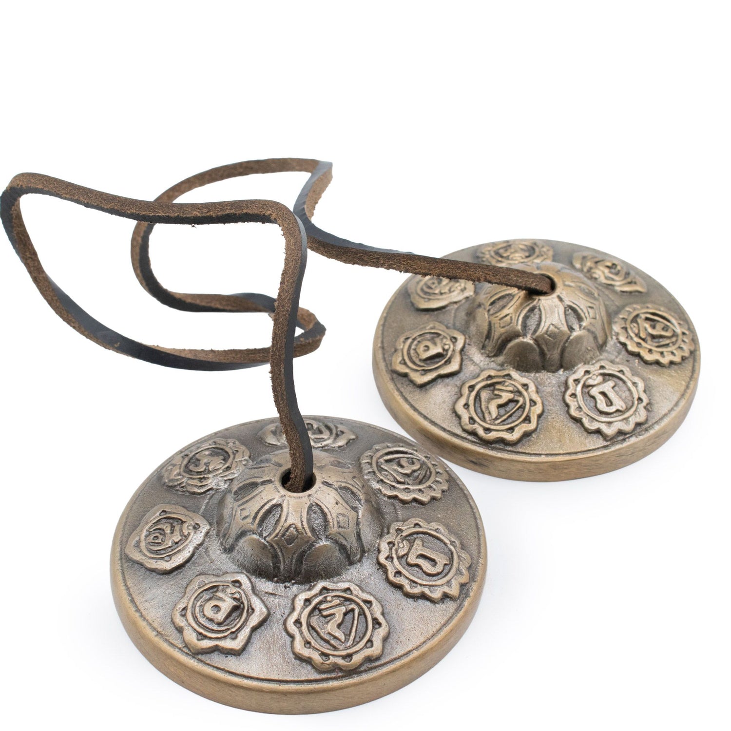 Tibetan Tingsha Cymbals, Seven Chakra Design, 7cm