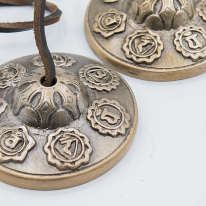 Tibetan Tingsha Cymbals, Seven Chakra Design, 7cm