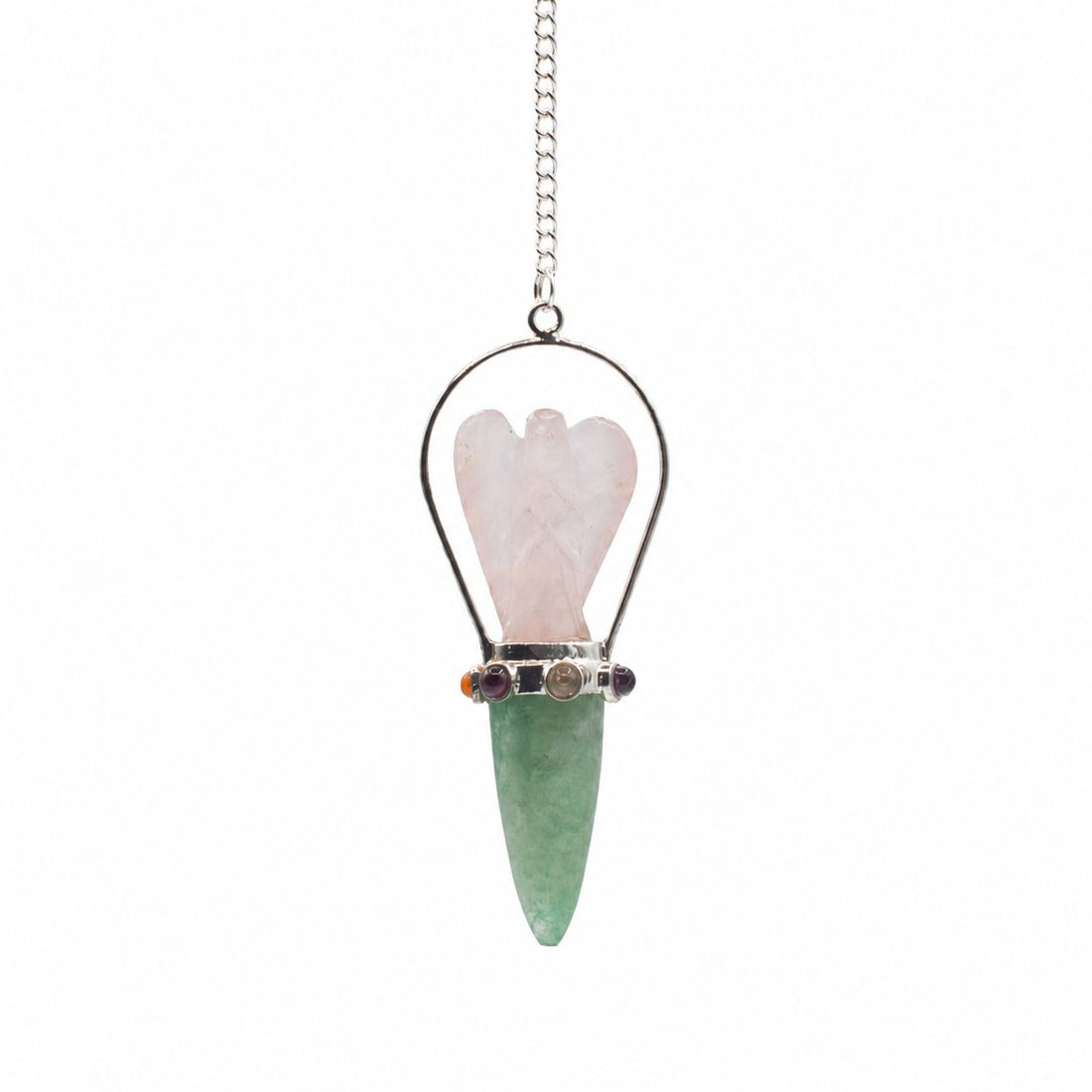 Heart Oracle Rose Quartz &amp; Green Aventurine Angel Pendulum – photo 2