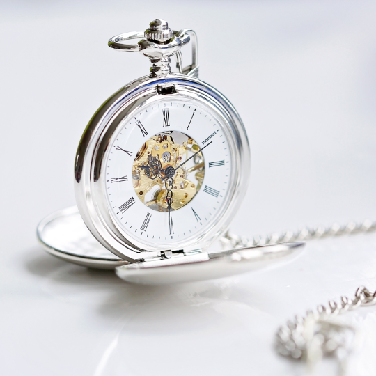 Personalised Dual-Opening Skeleton Pocket Watch – Modern Engraving | Engraved Keepsake Gift