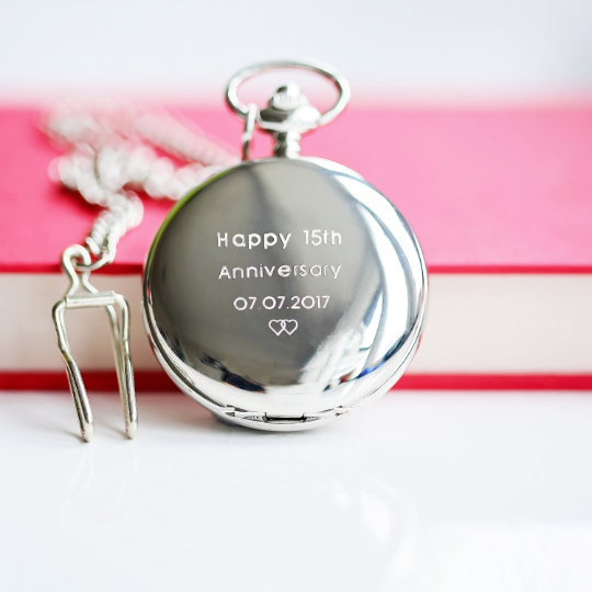 Personalised Dual-Opening Skeleton Pocket Watch – Modern Engraving | Engraved Keepsake Gift