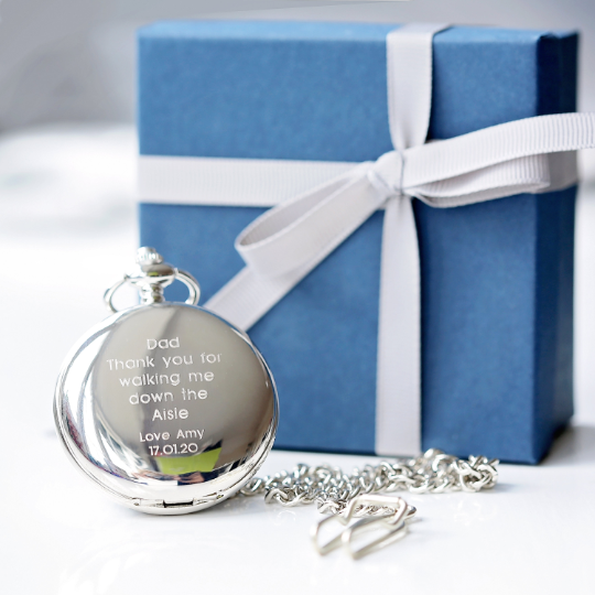 Personalised Dual-Opening Skeleton Pocket Watch – Modern Engraving | Engraved Keepsake Gift