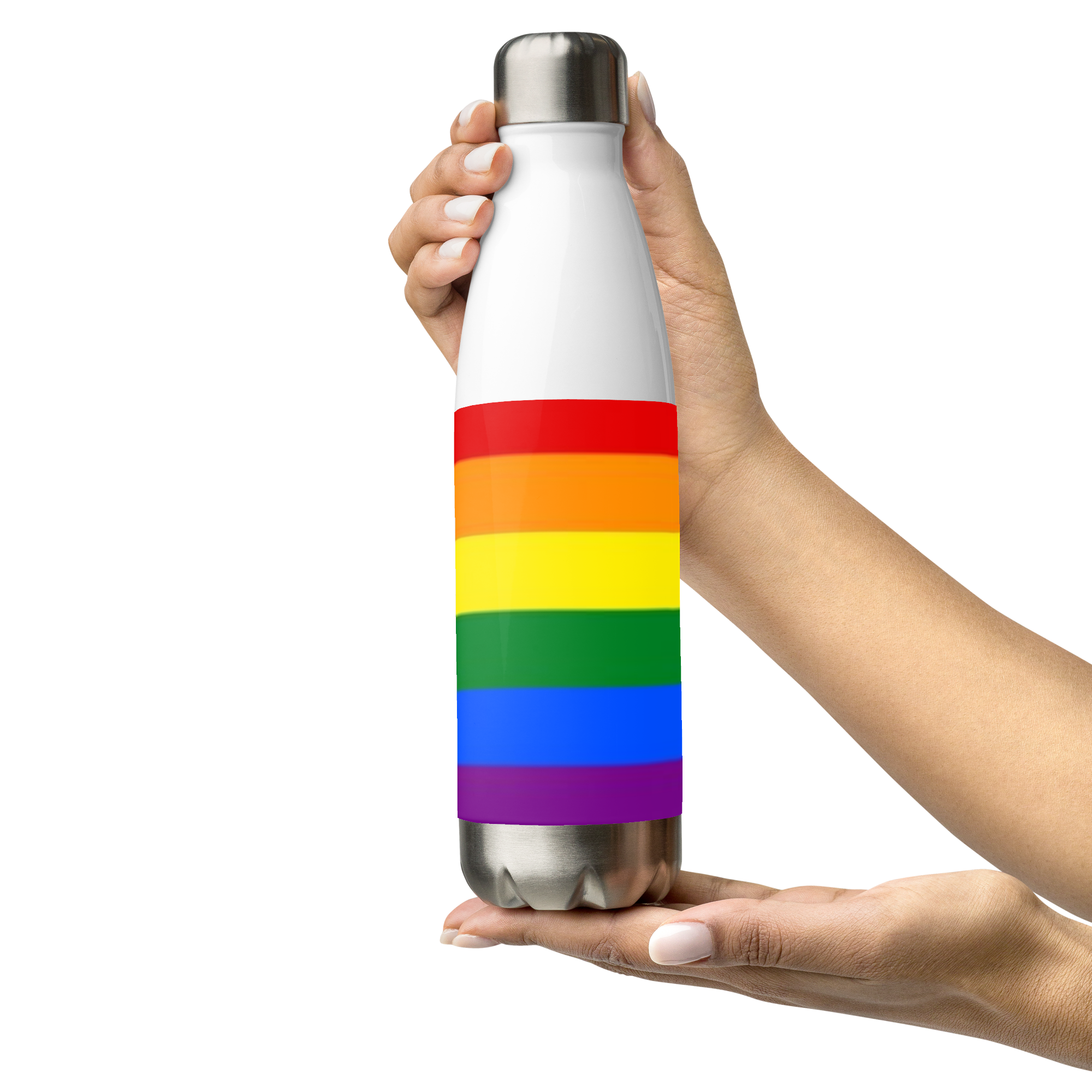VOCE LINDX LGBTQIA+ 6‑Colours Flag Stainless Steel Water Bottle – 500 ml Vacuum‑Insulated, Leak‑Proof, Gloss Finish