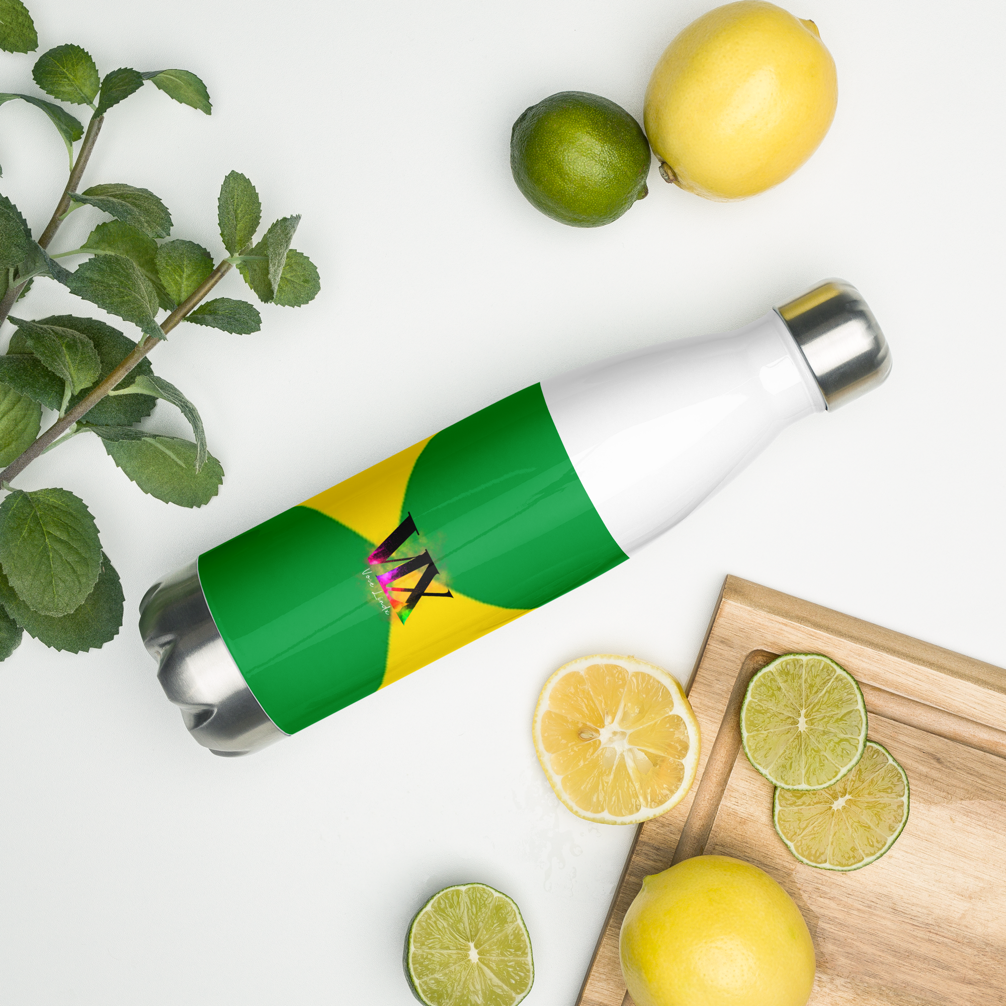 VOCE LINDX Brazil Flag Stainless Steel Water Bottle – 500ml Vacuum-Insulated, Leak-Proof, BPA-Free Travel Flask